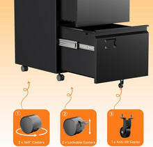 Load image into Gallery viewer, 2 Drawer Mobile File Cabinet, Metal Under Desk Cabinet With Lock Name Card Holder For Office Home, Legal Letter Size, Assembly Required +