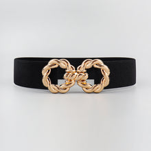 Load image into Gallery viewer, Women's Waist Decoration Metal Button-down Belt Dress Waistband Retraction Elastic Waist Seal Strap +