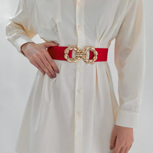 Load image into Gallery viewer, Women's Waist Decoration Metal Button-down Belt Dress Waistband Retraction Elastic Waist Seal Strap +