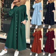 Load image into Gallery viewer, Long Sleeve Shirt Dress Casual Pocket Robe +