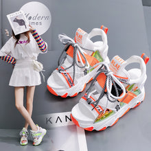 Load image into Gallery viewer, Women Chunky Platform Sandals Designers New Brand Summer Beach Casual Shoes Woman Lace Up Wedges Fashion Sandal Ladies +