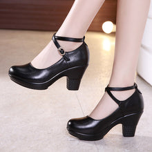 Load image into Gallery viewer, Outdoor Dance Shoes Thick-Heeled High-Heeled Mid-Heel Square Model Cheongsam Catwalk Shoes Women Chunky Heel Pumps +