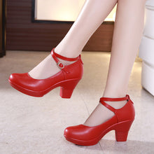Load image into Gallery viewer, Outdoor Dance Shoes Thick-Heeled High-Heeled Mid-Heel Square Model Cheongsam Catwalk Shoes Women Chunky Heel Pumps +