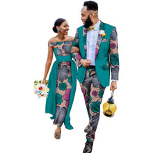 Load image into Gallery viewer, Cotton African Couple Wearing Wedding Dress Suits And Dress Sets Lovers Matching Clothes +