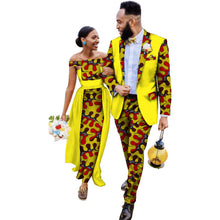 Load image into Gallery viewer, Cotton African Couple Wearing Wedding Dress Suits And Dress Sets Lovers Matching Clothes +