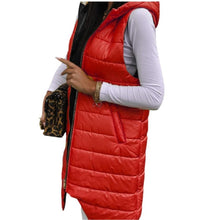 Load image into Gallery viewer, Cardigan Hooded Vest Single-breasted Sleeveless Pocket Mid-length Jacket +