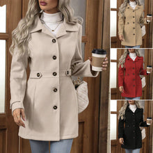 Load image into Gallery viewer, Elegant Single-breasted Woolen Coat Buttons Lapel Mid-length Jacket Temperament Commuter Outwear Clothing For Women +