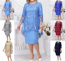 Load image into Gallery viewer, Women's New Plus Size Lace Embroidered Dress Two Piece Set +
