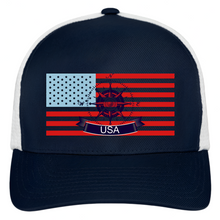 Load image into Gallery viewer, USA Flexfit Fitted Baseball Cap - navy/white