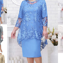 Load image into Gallery viewer, Women's New Plus Size Lace Embroidered Dress Two Piece Set +