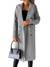 Load image into Gallery viewer, Long Sleeve Lapel Coat Winter Fashion Solid Double Breasted Slim Long Jacket Womens Clothing +