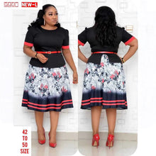 Load image into Gallery viewer, Fashionable Women's A-Line Dress With A Round Neck And Bold Print +
