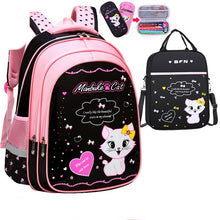 Load image into Gallery viewer, Kids School Cute Cat Print Backpack School Bag +