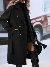 Load image into Gallery viewer, Lapel Double-breasted Trench Coat With Belt Winter Fashion Solid Color Long Jacket Outwear Women Clothing Overcoat +
