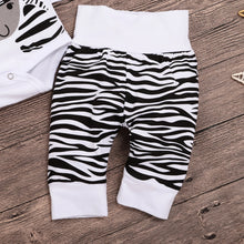 Load image into Gallery viewer, Baby Long Sleeve Cartoon Zebra Print Romper Set +