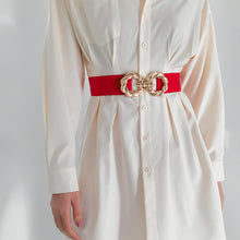 Load image into Gallery viewer, Women's Waist Decoration Metal Button-down Belt Dress Waistband Retraction Elastic Waist Seal Strap +