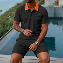 Load image into Gallery viewer, Men's Summer Shorts Set Fashionable Breathable Color-Block Pocket Short-Sleeve Set +