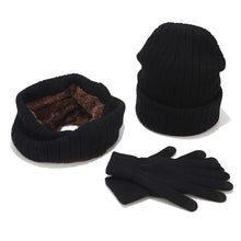 Load image into Gallery viewer, Scarf And Hat Gloves Three-piece Suit Men And Women Couple Winter Woolen Knitted Hat +
