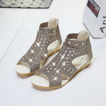 Load image into Gallery viewer, Women's Fish Mouth High Top Back Zip Roman Sandals +