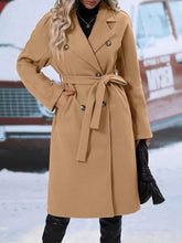 Load image into Gallery viewer, Lapel Double-breasted Trench Coat With Belt Winter Fashion Solid Color Long Jacket Outwear Women Clothing Overcoat +