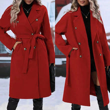 Load image into Gallery viewer, Lapel Double-breasted Trench Coat With Belt Winter Fashion Solid Color Long Jacket Outwear Women Clothing Overcoat +