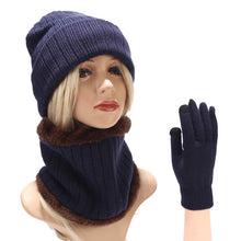Load image into Gallery viewer, Scarf And Hat Gloves Three-piece Suit Men And Women Couple Winter Woolen Knitted Hat +