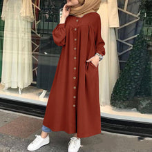 Load image into Gallery viewer, Long Sleeve Shirt Dress Casual Pocket Robe +