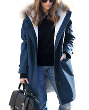 Load image into Gallery viewer, Women's Loose Extended Fur Collar Hooded Overcoat +