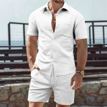 Load image into Gallery viewer, Shorts Two-piece Set Men's Breasted Outdoor Casual Short-sleeved Shirt Outfit +