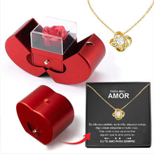 Load image into Gallery viewer, Fashion Jewelry Box Red Apple Christmas Gift Necklace Eternal Rose For Girl Mother's Day Valentine's Day Gifts With Artificial Flower Rose Flower Jewelry Box +