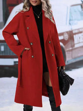 Load image into Gallery viewer, Lapel Double-breasted Trench Coat With Belt Winter Fashion Solid Color Long Jacket Outwear Women Clothing Overcoat +