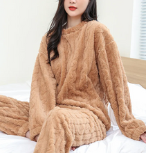 Load image into Gallery viewer, Winter Coral Velvet Pajama Set – Warm Pullover & Pants +