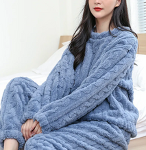 Load image into Gallery viewer, Winter Coral Velvet Pajama Set – Warm Pullover & Pants +