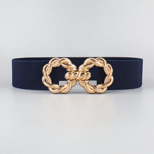 Load image into Gallery viewer, Women's Waist Decoration Metal Button-down Belt Dress Waistband Retraction Elastic Waist Seal Strap +