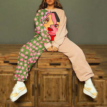 Load image into Gallery viewer, Casual Round Neck Loose Print Women's Sweater Suit +