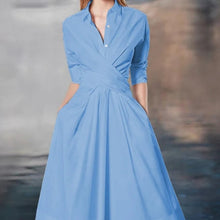 Load image into Gallery viewer, Fancy Casual Women's Dress Polo Collar Solid Color Dress +