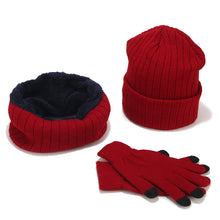 Load image into Gallery viewer, Scarf And Hat Gloves Three-piece Suit Men And Women Couple Winter Woolen Knitted Hat +