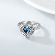 Load image into Gallery viewer, 925 Sterling Silver Angel Wing Heart Cremation Urn Holds Loved Ones Ashes Ring +