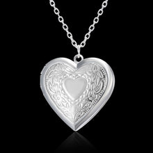 Load image into Gallery viewer, Carved Design Love Necklace Personalized Heart-shaped Photo Frame Pendant Necklace For Women Family Jewelry Valentine's Day Gift +