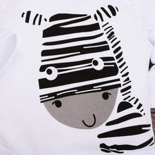Load image into Gallery viewer, Baby Long Sleeve Cartoon Zebra Print Romper Set +
