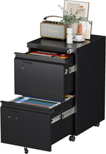 Load image into Gallery viewer, 2 Drawer Mobile File Cabinet, Metal Under Desk Cabinet With Lock Name Card Holder For Office Home, Legal Letter Size, Assembly Required +
