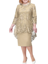 Load image into Gallery viewer, Women's New Plus Size Lace Embroidered Dress Two Piece Set +
