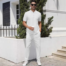 Load image into Gallery viewer, Men's Pants Summer Lightweight Outfit Zip Front Short Sleeve Top Set +