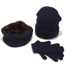 Load image into Gallery viewer, Scarf And Hat Gloves Three-piece Suit Men And Women Couple Winter Woolen Knitted Hat +
