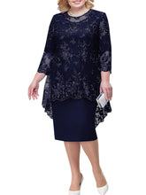 Load image into Gallery viewer, Women's New Plus Size Lace Embroidered Dress Two Piece Set +