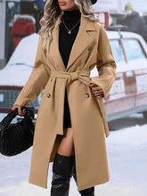 Load image into Gallery viewer, Lapel Double-breasted Trench Coat With Belt Winter Fashion Solid Color Long Jacket Outwear Women Clothing Overcoat +