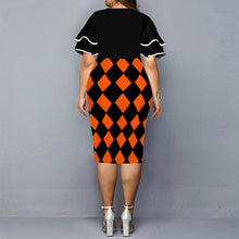 Load image into Gallery viewer, New Digital Positioning Printing Plaid Bag Hip Skirt Plus Size Women's Clothing +