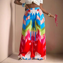 Load image into Gallery viewer, Colorful Pattern Trousers Loose Breathable Women's Trousers Wide Leg Pants+
