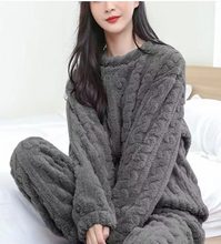 Load image into Gallery viewer, Winter Coral Velvet Pajama Set – Warm Pullover & Pants +