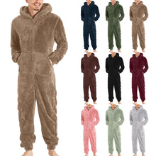 Load image into Gallery viewer, Men's Fashion Zipper Thermal Plush Jumpsuit Thermal Pajamas +